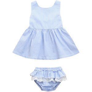 Toddler 2Pc Sleeveless Dress with Lace Trim Shorts